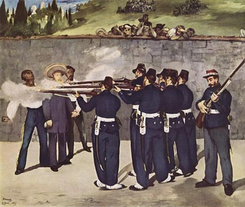 The Execution of Emperor Maximilian" (1868-9), by Édouard Manet, held at Kunsthalle Mannheim museum. 