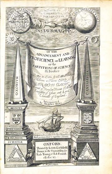 Francis Bacon's Advancement and Proficience of Learning Oxford 1640
