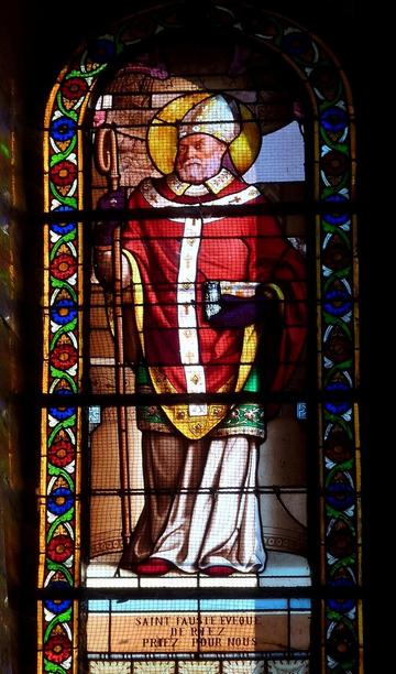 Stained glass windows from Notre Dame de l'Assomption in Riez representing Saint Faustus