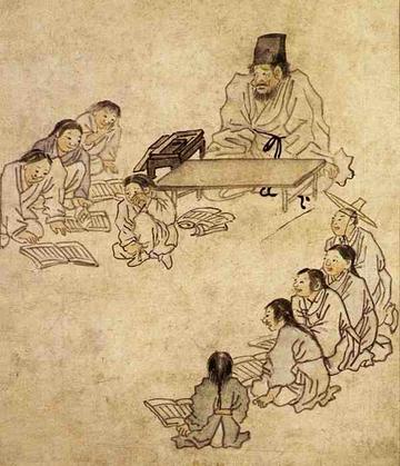 teacher and pupils seodang kim hong do c 1780