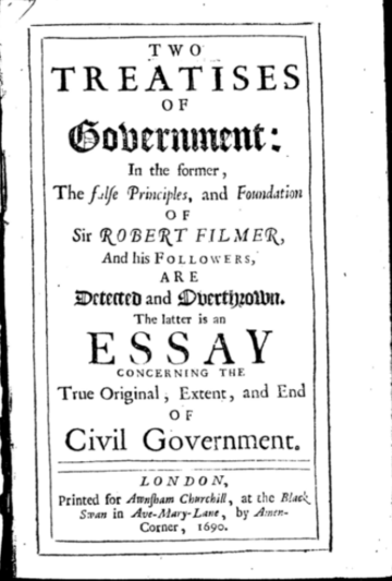 The Title Page of the First Edition of John Locke's Two Treatises of Government
